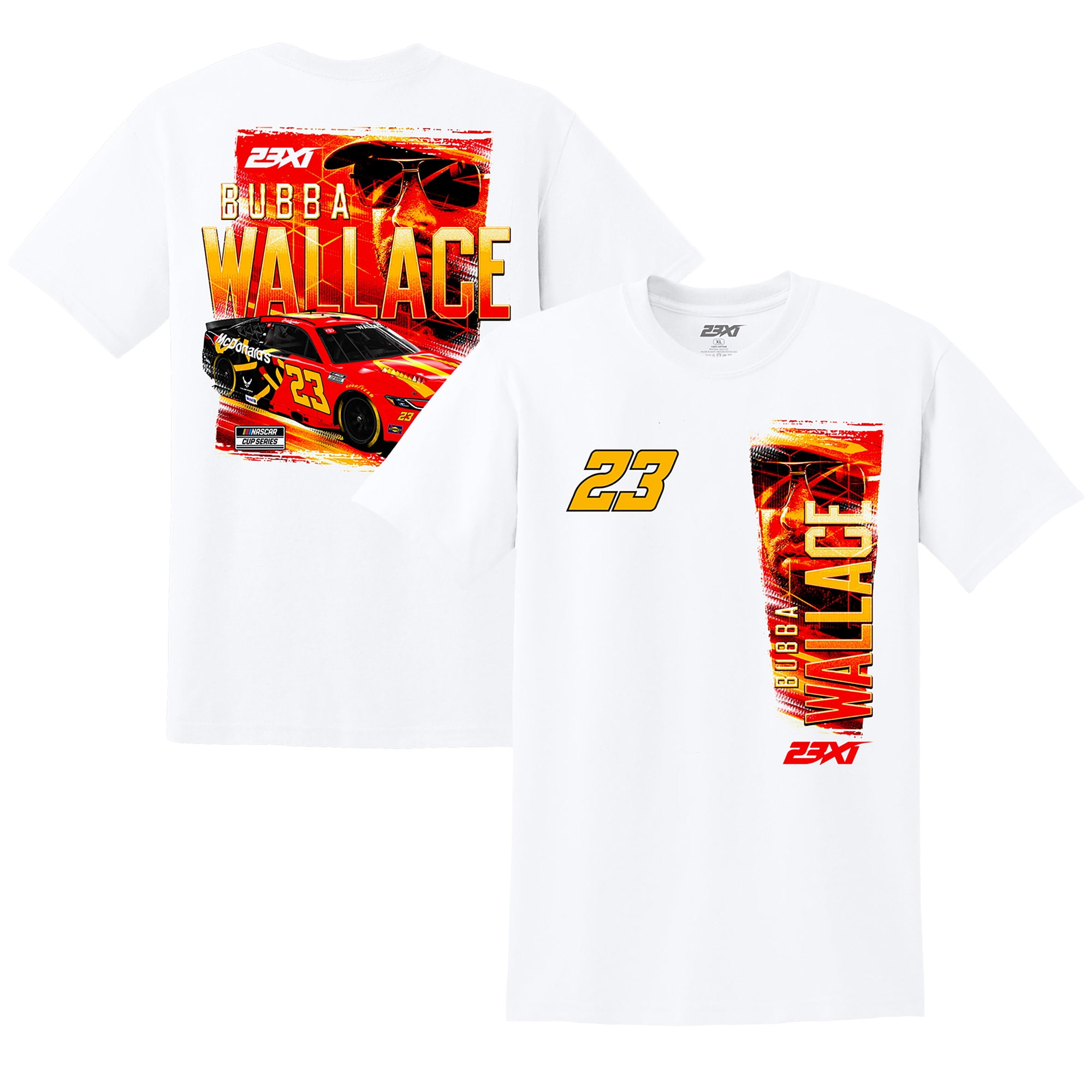 Men's 23XI Racing White Bubba Wallace McDonald's Car T-Shirt