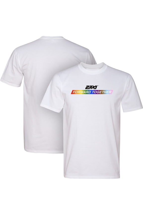 Men's 23XI Racing White Forward Together Pride Tri-Blend T-Shirt