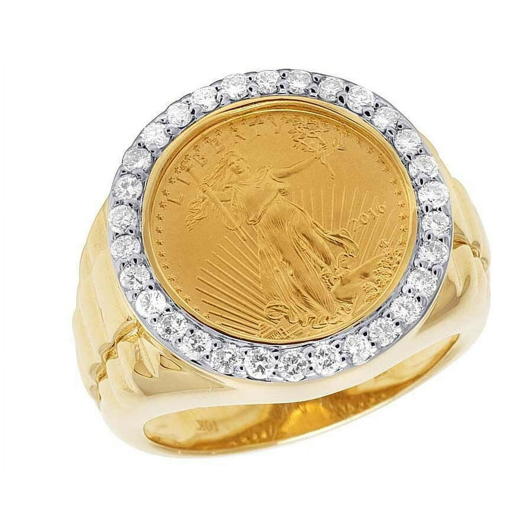 Jewelry Unlimited Men's 24K Yellow Gold, Genuine Diamond 3/4 Ct