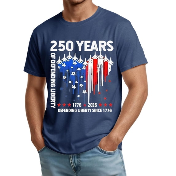 Men's 250 Anniversary USA Shirt 1776-2026 250th Birthday Patriotic American Flag T-Shirt Summer Casual Short Sleeves Tops,Navy,S