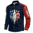 thumbnail image 1 of Men's 250 Anniversary USA Shirt American Flag Button Down Print Shirts Long Sleeves Patriotic Tees, 1 of 4