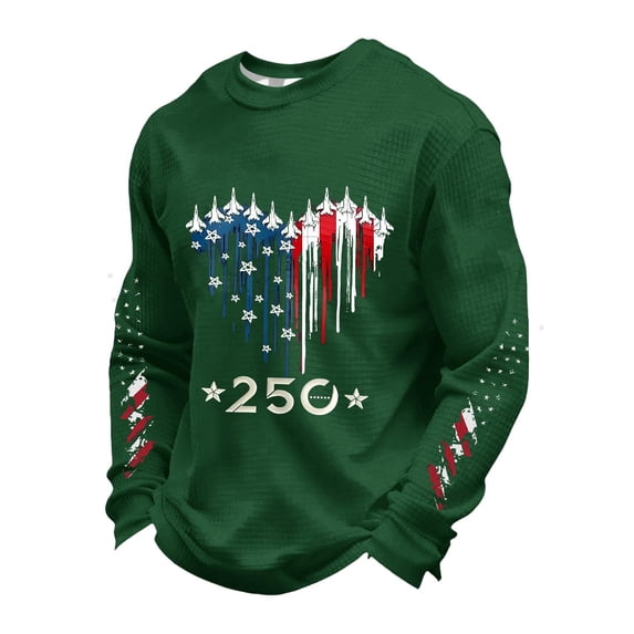 Men's 250 Anniversary Usa Shirt American Flag Graphic Long Sleeve Tee Fishing Cycling Outdoor Casual Sweatshirt