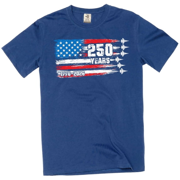 Men's 250 Years American Flag T-Shirt (1776-2026) 4th of July 2026 Tee (3X-Large Navy Blue)