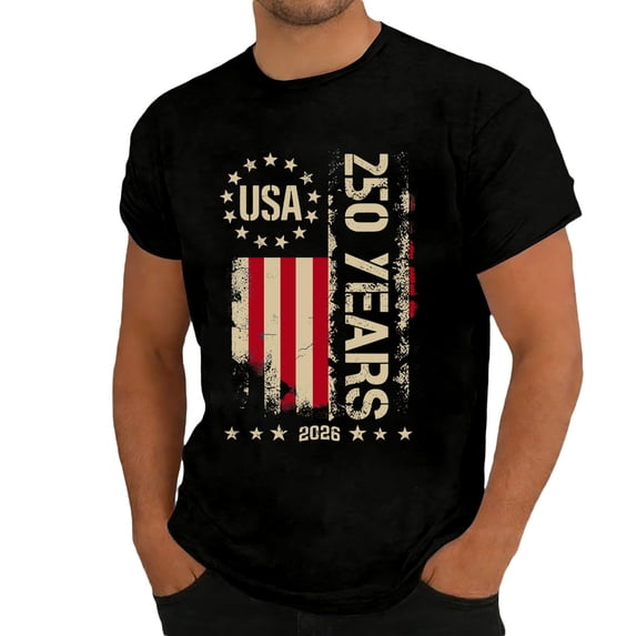 Men’s 250 Years Patriotic T-Shirt, We The People American Flag Cross Graphic Tee For Anniversary Celebration Comfortable Fit