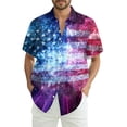 thumbnail image 1 of Men's 250Th Anniversary Usa Shirt Short Sleeve Patriotic Flag Star Printed Button Summer Beach Dressy Independence Day Shirts, 1 of 6