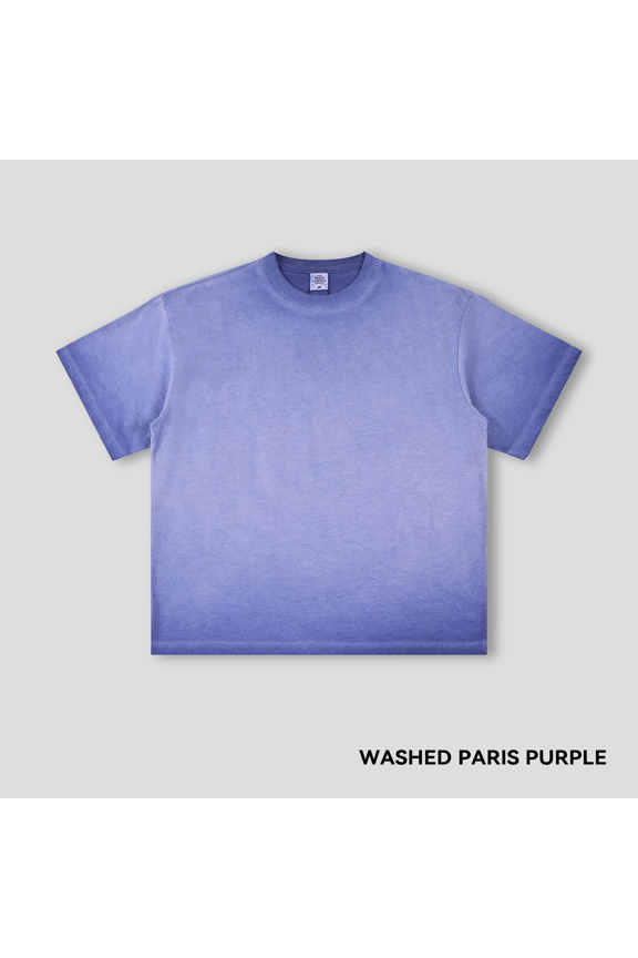 Men’s 250g Heavyweight Cotton T-Shirt – Gradient Reverse Wash Distressed Short Sleeve, Unisex Streetwear Tee