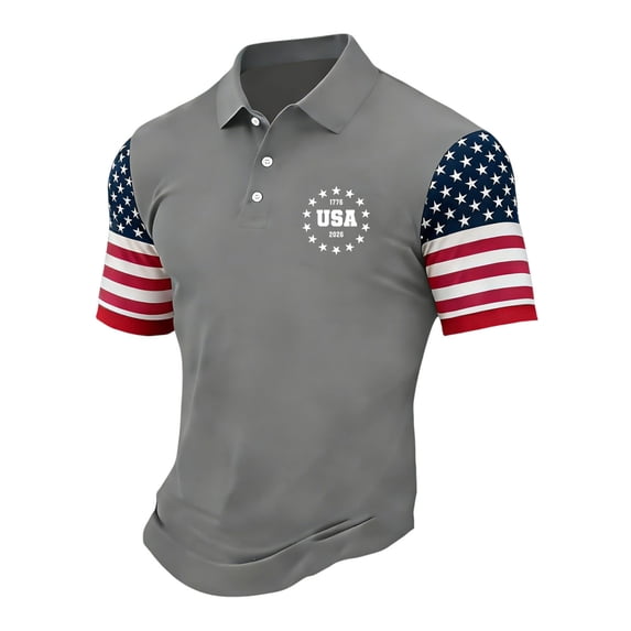 Men's 250th America Anniversary Golf Polo Shirts Retro Vintage Short Sleeve 250th Years Celebration T Shirt Freedom Fashion Independence Day Golf Shirts