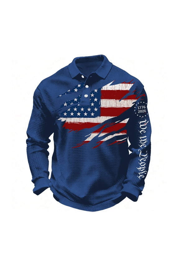 Men's 250th Anniversary Golf Shirt, Short Sleeve Patriotic Graphic Casual Tee Fashion Polos