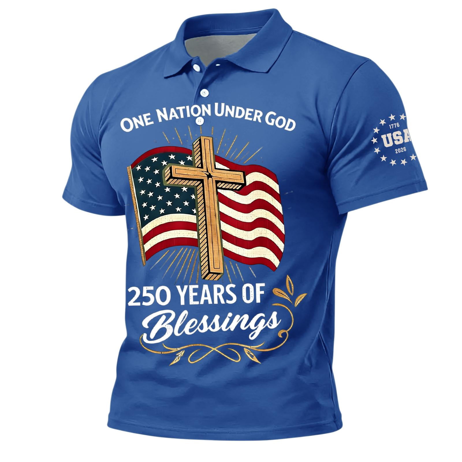 Men's 250th Anniversary One Nation Under God Printed Gradient Color ...
