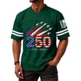 thumbnail image 1 of Men's 250th Anniversary Patriotic T-Shirts V Neck Jersey 1776-2026 American Flag Tee Aircraft Trail Short Sleeve Shirt Dark Green S, 1 of 3