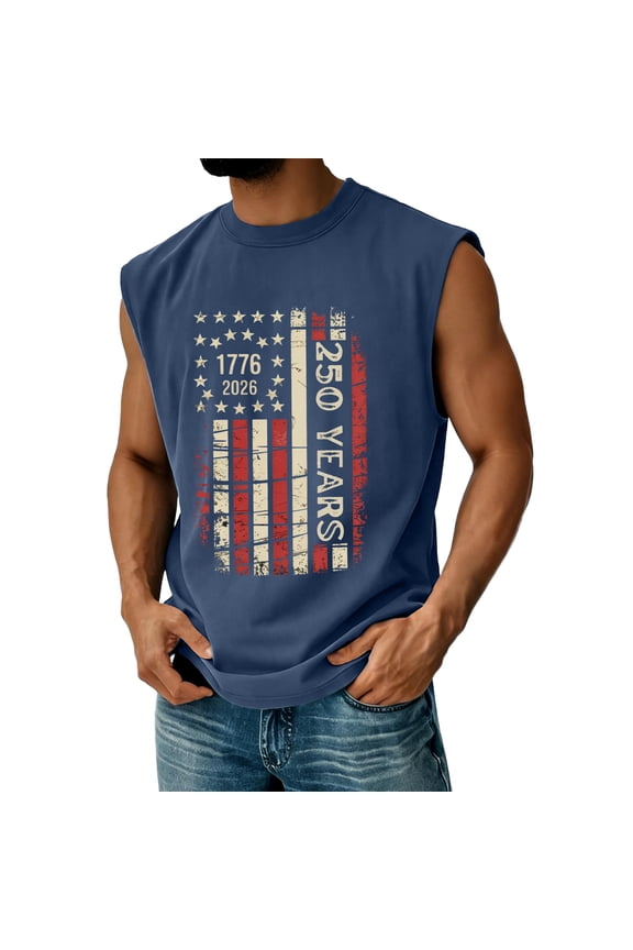 Men's 250th Anniversary Tank Tops – Casual Loose Fit Sleeveless Shirts,4th of July Muscle Workout Shirts for Men