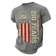 thumbnail image 1 of Men's 250th Anniversary USA Flag T-Shirt Retro Distressed Waffle Knit Top Gray XL, 1 of 3