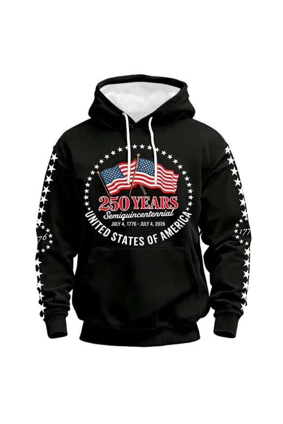 Men's 250th Anniversary USA Hoodie America Drawstring Hoodies Patriotic Sweatshirts 250 Year Anniversary Hooded Sweatshirt #13