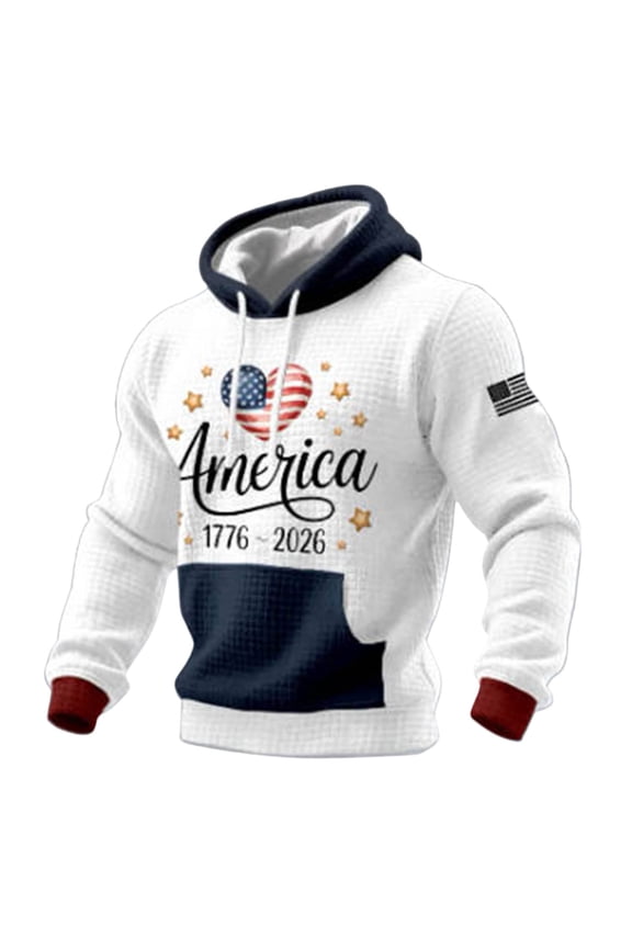 Men's 250th Anniversary USA Hoodie America Flag Hoodies Patriotic Sweatshirts 250 Year Anniversary Hooded Sweatshirt #45