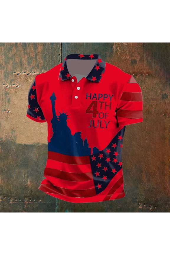 Men's 250th Anniversary USA Shirt - America 250 Flag Print Shirt USA 250th Anniversary Polo Shirts for Men