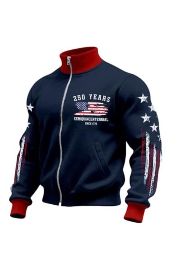 Men's 250th Anniversary Usa Jacket with Full Zip American Flag Patriotic Sweatshirt 250 Year Anniversary Sweatshirts