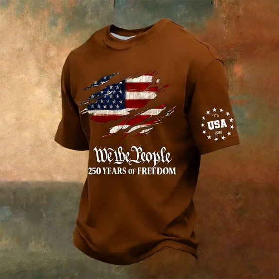 Men's 250th Anniversary Usa Shirt 1776-2026 American Flag Print Short Sleeve Shirts for Men 4th Of July America 250 Merchandise Patriotic Tee
