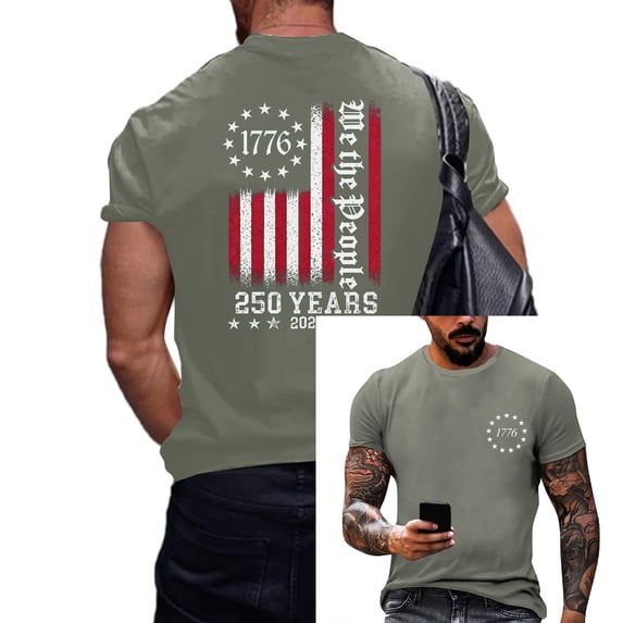 Men's 250th Anniversary Usa Shirt 1776-2026 Usa Flag Print Short Sleeve T Shirts for Man 4th Of July Independence Day Graphic Tees Patriotic Tshirts