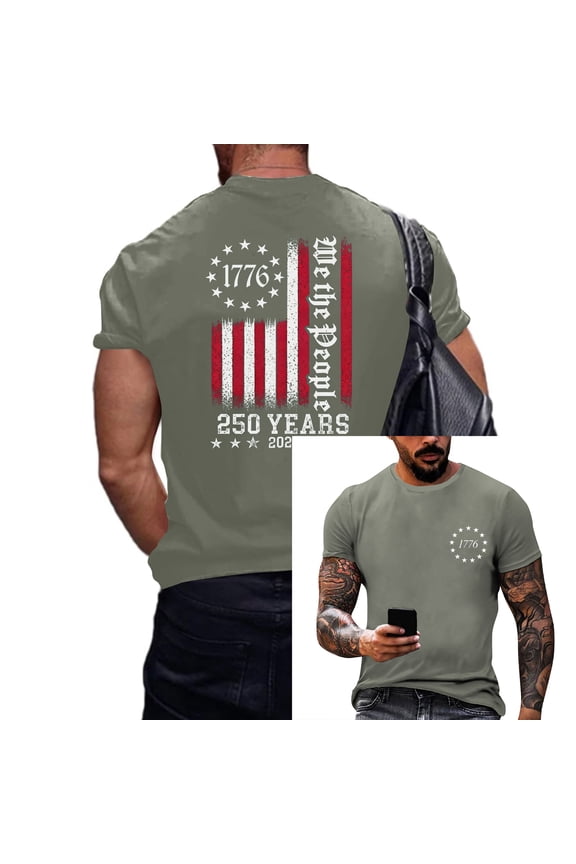 Men's 250th Anniversary Usa Shirt 1776-2026 Usa Flag Print Short Sleeve T Shirts for Man 4th Of July Independence Day Graphic Tees Patriotic Tshirts