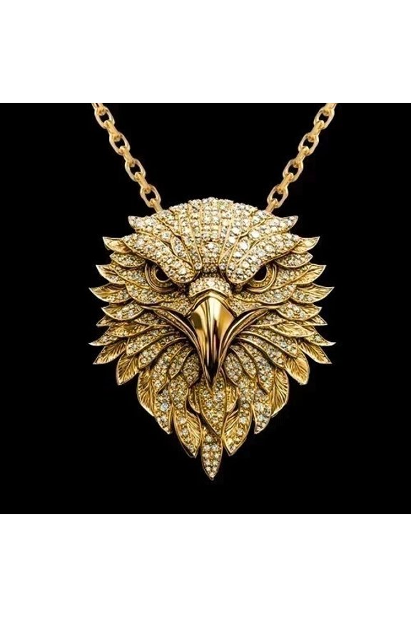 Men's 2Ct Round Cut simulated Diamond Eagle Head Only Pendant 14k Yellow Gold Plated