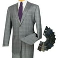thumbnail image 1 of Men's 2pc. Glen Plaid Regular Fit Single Breasted Suit w/1 Pair of Socks - Gray 56L, 1 of 2