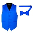 thumbnail image 1 of Oliver George 2pc Men's Solid Formal Suit Vest Waistcoat Tuxedo Dress Vest and Bowtie Set for Suit or Tuxedo Royal Blue Large, 1 of 5