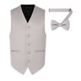 thumbnail image 1 of Oliver George 2pc Men's Solid Formal Suit Vest Waistcoat Tuxedo Dress Vest and Bowtie Set for Suit or Tuxedo Silver 2X-Large, 1 of 5