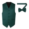 thumbnail image 1 of Oliver George 2pc Men's Solid Formal Suit Vest Waistcoat Tuxedo Dress Vest Bow Tie Set For Suit or Tuxedo Forest Green Medium, 1 of 6