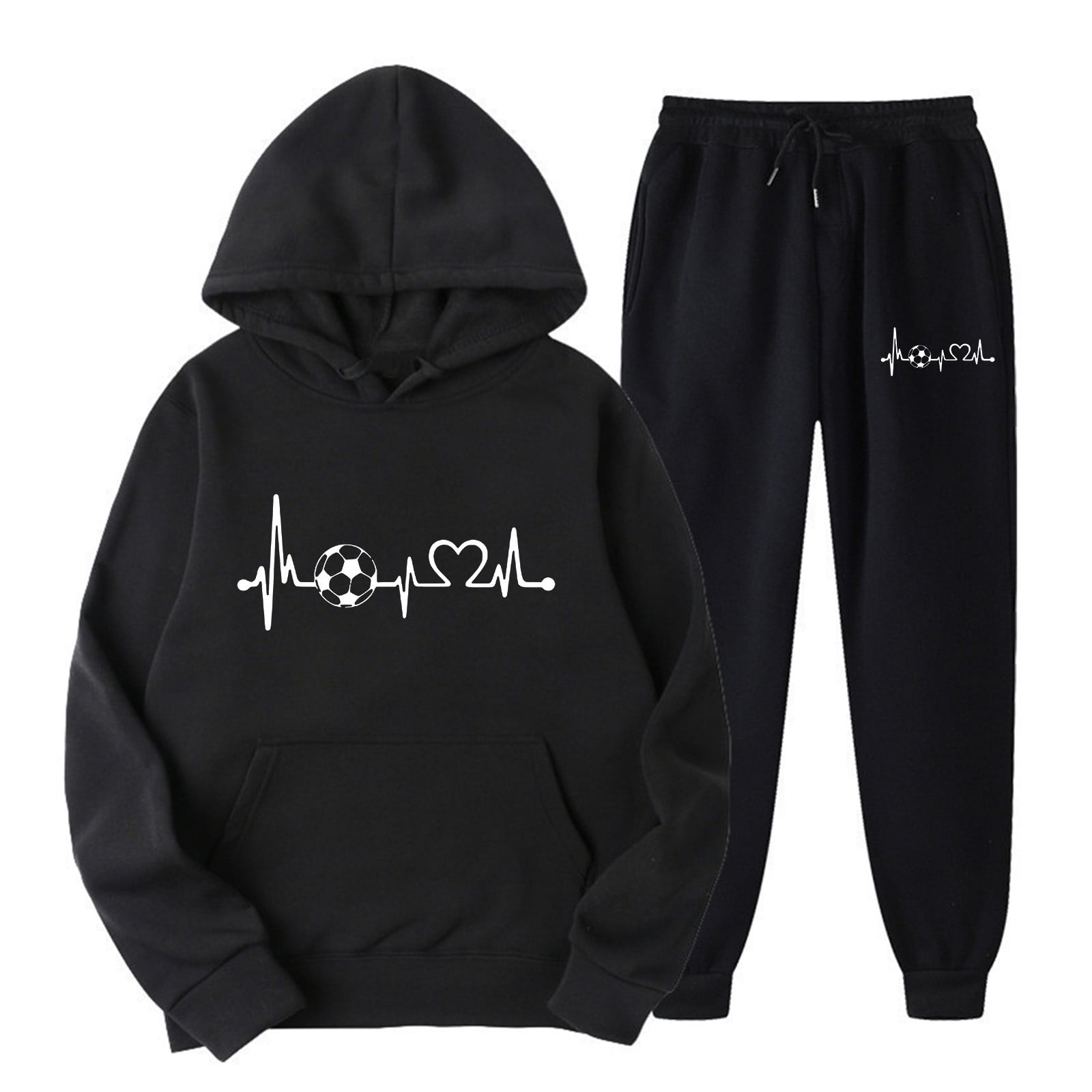 Men's 2pc Sweatsuit Men's Personalized Print Tight Hooded Long Sleeve ...