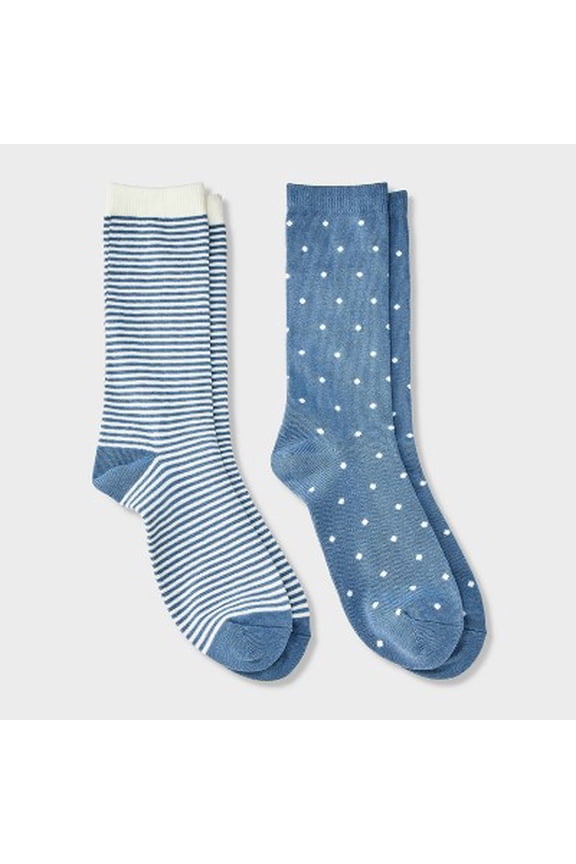 Men's 2pk Casual Crew Socks - Goodfellow & Co Blue 6-12