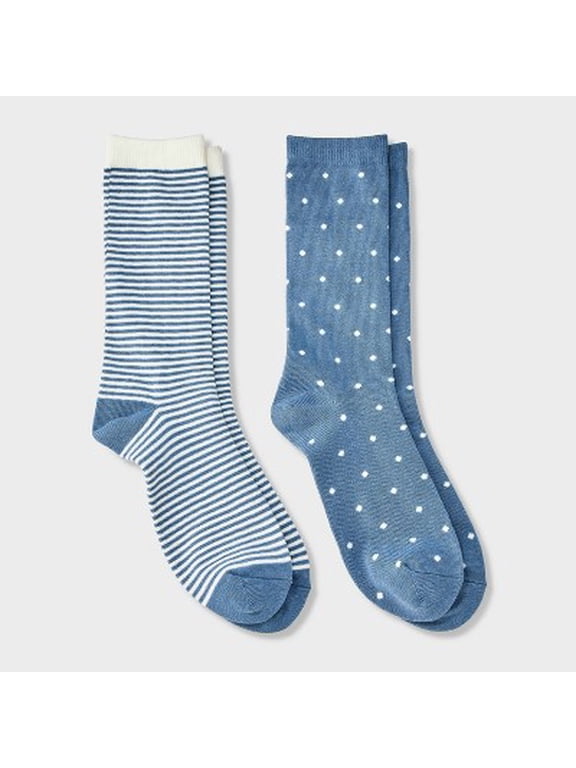 Men's 2pk Casual Crew Socks - Goodfellow & Co Blue 6-12
