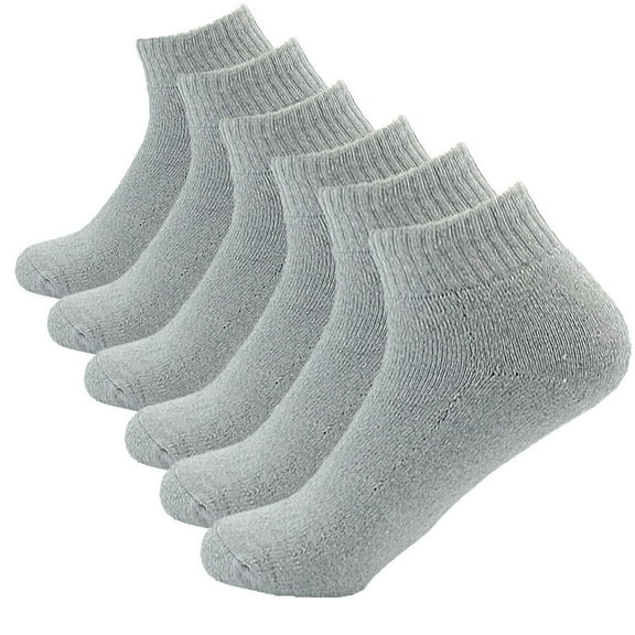 Men's 3-12 Pairs Solid Gray Cotton Athletic Socks Ankle Low Cut Size 9-11 10-13