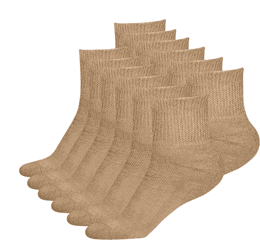 Men's 3-12 Pairs of Health Support Diabetic Ankle Circulatory Socks, Non-binding & Loose Fit (Khaki, 3 Pack)