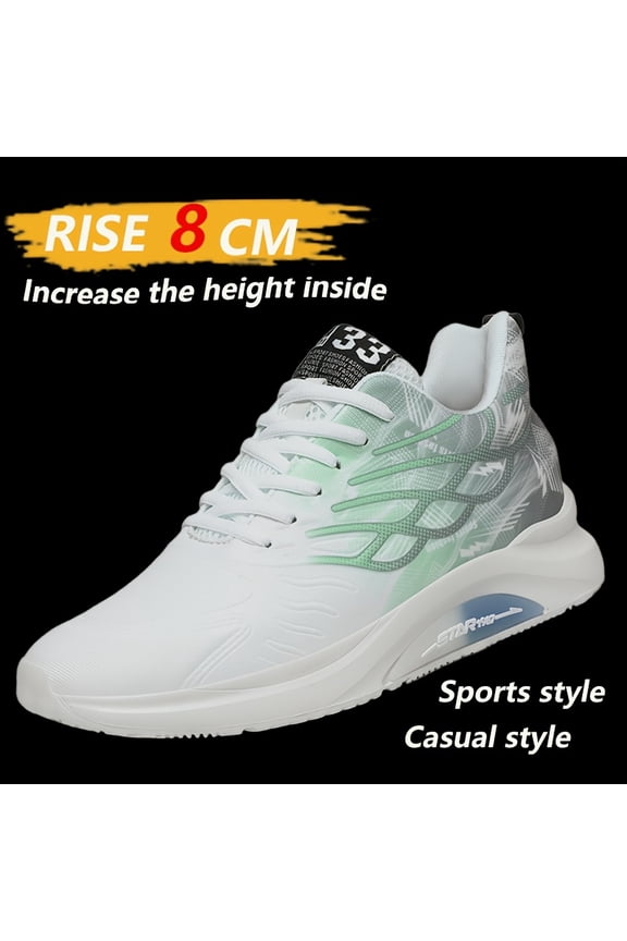 Men's 3.15inch Lift Height Increase Sneakers - 2-in-1 Sports & Casual Shoes with Platform Sole, Breathable Low-Top Running Shoes for, Gym, Walking - Instant Height (White/Black) - All-Season Comforta
