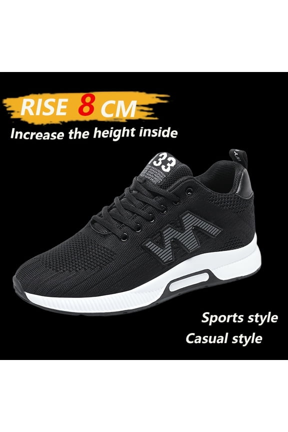 Men's 3.15inch Platform Height Increase Sneakers - with Cushioning Lift for, Gym, - - Wearable for Tall (Casual &) Breathable Low-Top Sneakers