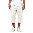 thumbnail image 1 of Men's 3/4 Capri Shorts Fashion Comfy Solid Color Drawstring Pockets Pants Summer Beach Vacation, 1 of 5