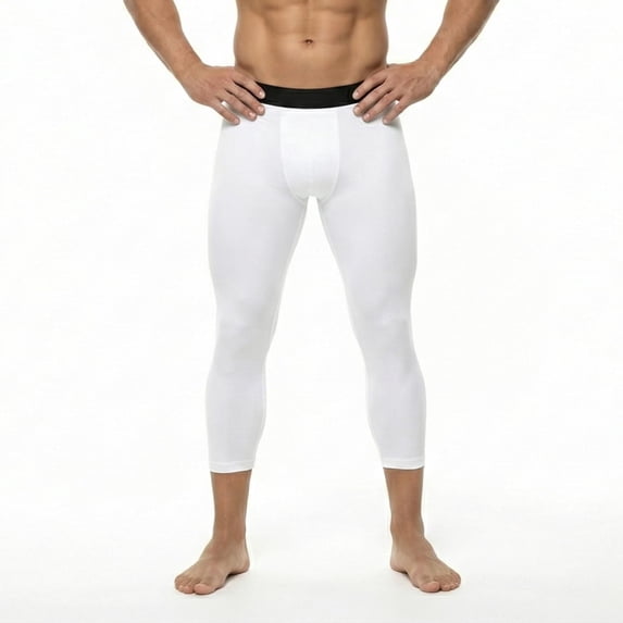 Men's 3/4 Compression Pants Capri Workout Gym Tights Athletic Sports Baselayer Leggings Running Basketball Fitness Training Quick Dry Activewear