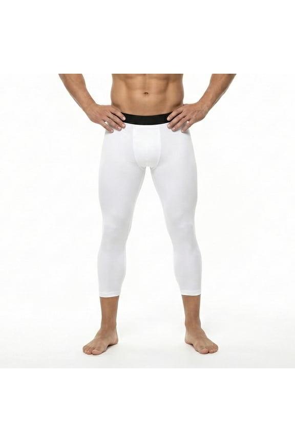 Men's 3/4 Compression Pants, Capri Workout Gym Tights Athletic Sports Baselayer Leggings for Running, Basketball, Fitness Training, Quick Dry Performance Activewear