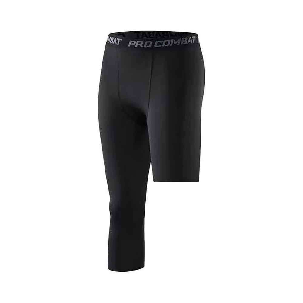 Men's Pro Body III Fleece Lined Poly Elastane Legging Pants Black / Silver