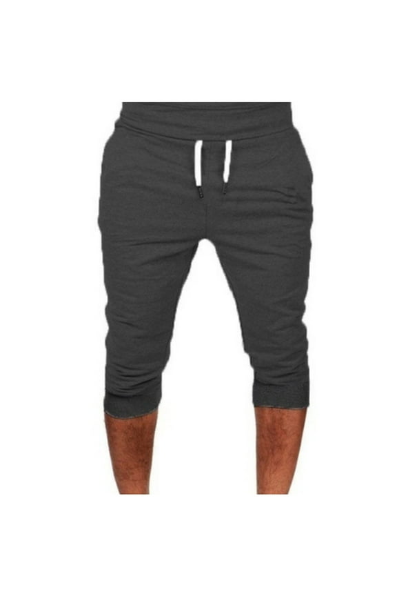 Men's 3/4 Joggers Capri Pants with Zipper Pockets Slim Fit Training Running Workout Capri Joggers