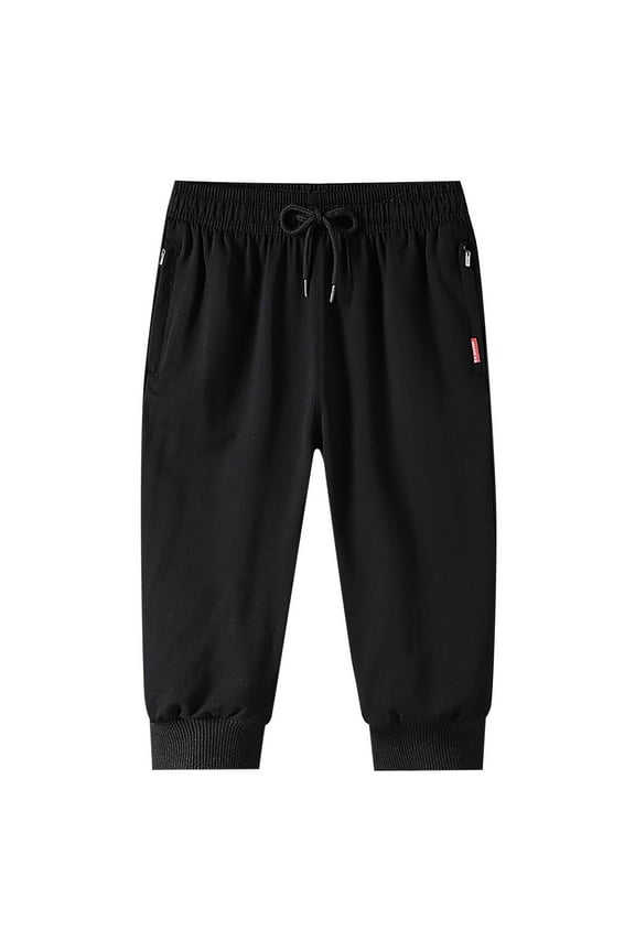 Men's 3/4 Length Jogger Capri Pants with Secure Zipper Pockets for Gym Workouts and Casual Wear Comfort Stretch Fit Design Pants Mens Fashion Joggers Sports Pants Trousers Mens Long Pants