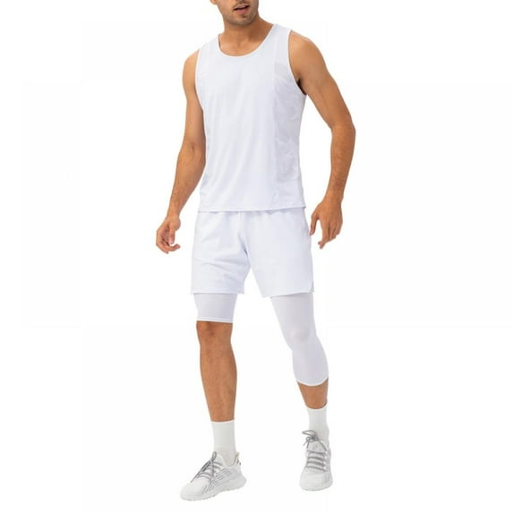 Men's 3/4 One Leg Compression Pants Basketball Athletic Base Layer Capri Tights Underwear Running Yoga Workout Leggings