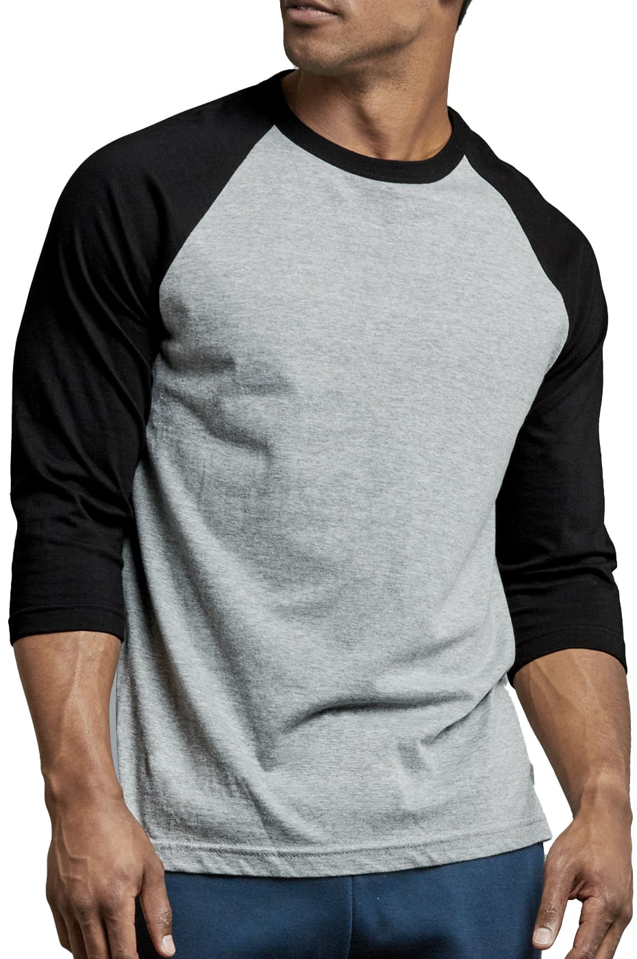 Men's 3/4 Sleeve Baseball TShirt Jersey Raglan TwoTone Active Tee