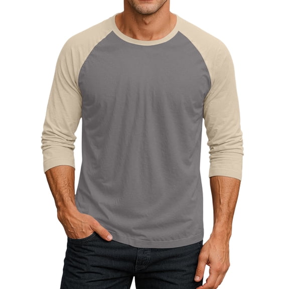 Men's 3/4 Sleeve Baseball T-Shirts,Henley Tops Sport Athletic Jersey Tee Buttons Shirts