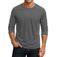 thumbnail image 1 of Men's 3/4 Sleeve Baseball T Shirts Raglan Tops | Crew Neck,Casual,Moisture Wicking,High Stretch,Comfortable,Work,Workout,Gym,Athletic Tee Gray 3XL, 1 of 7