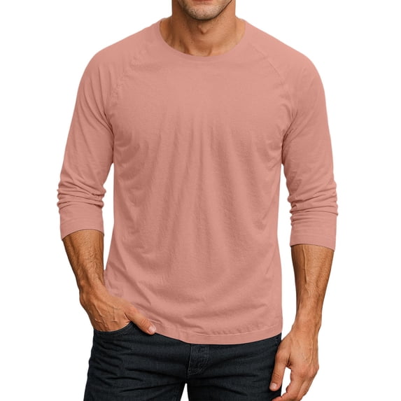 Men's 3/4 Sleeve Baseball T Shirts Raglan Tops | Crew Neck,Casual,Moisture Wicking,High Stretch,Comfortable,Work,Workout,Gym,Athletic Tee Pink S