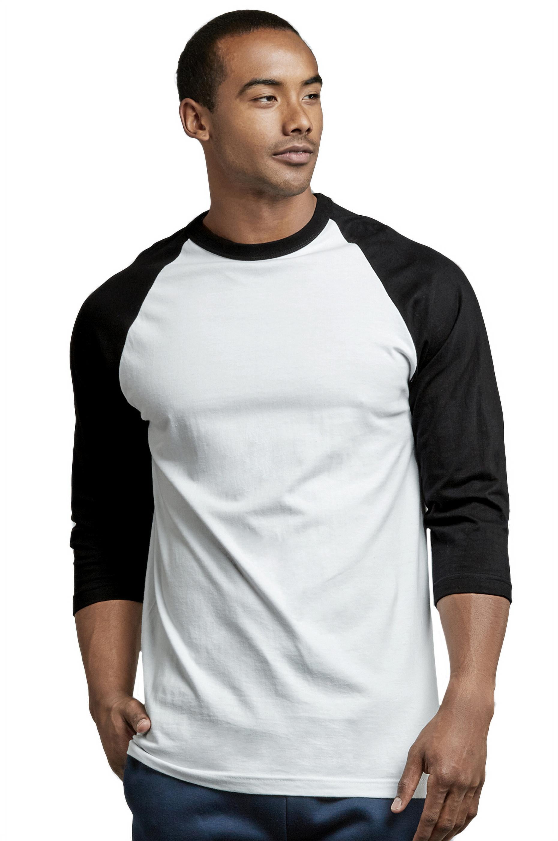 Men s 3 4 Sleeve Casual Raglan Jersey Baseball Tee Shirt 3XL Black White