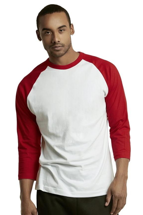 Men's 3/4 Sleeve Casual Raglan Jersey Baseball Tee Shirt (3XL, Red/White)
