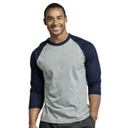 Mens 3/4 Sleeve Casual Raglan Jersey Baseball Tee Shirt L, Navy/Light Gray