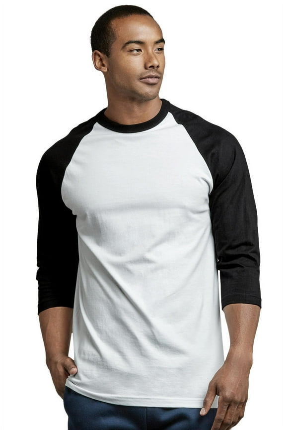 Men's 3/4 Sleeve Casual Raglan Jersey Baseball Tee Shirt (M, Black/White)